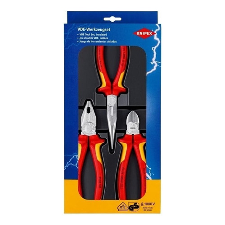 Set de Alicates Aislados Knipex 1000V – 3 Piezas Certificadas VDE para Electricistas 1