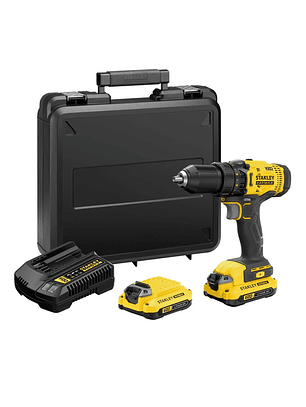 Kit Taladro Atornillador Stanley Scd700c2k-b2 20V con Maletín y Cargador