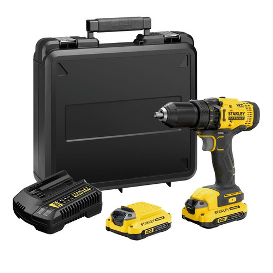 Kit Taladro Atornillador Inalámbrico 20V Stanley con 2 Baterías y Maleta 1