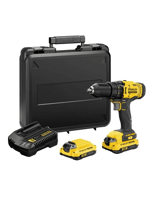Kit Taladro Percutor Inalámbrico Stanley 20V con 2 Baterías y Maleta
