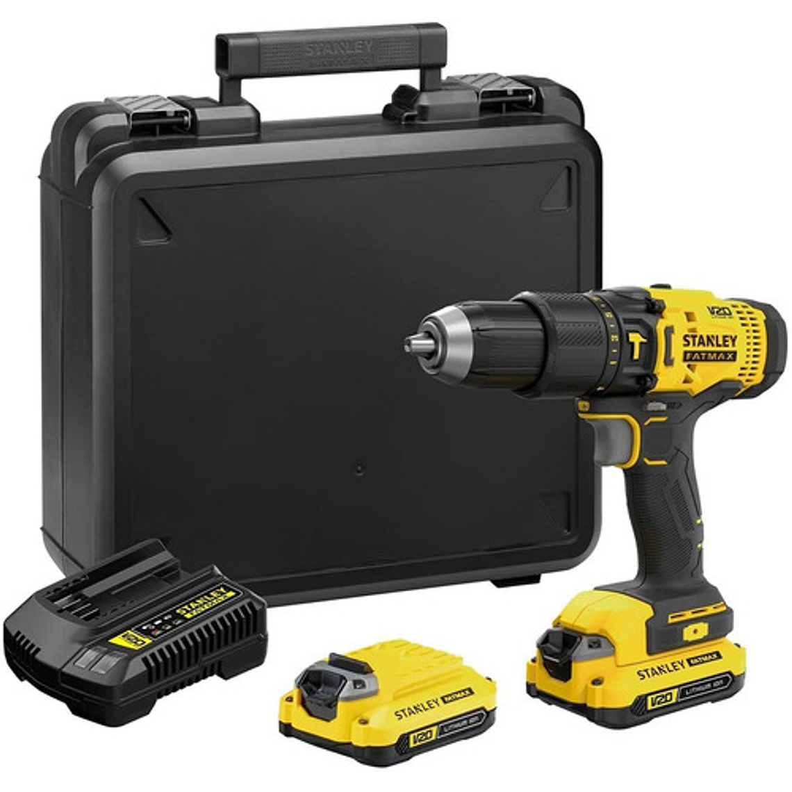 Kit Taladro Percutor Inalámbrico Stanley 20V con 2 Baterías y Maleta 9