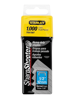 Grapas Corona Angosta Stanley 1/2 pulg. 1000 unidades TRA708T