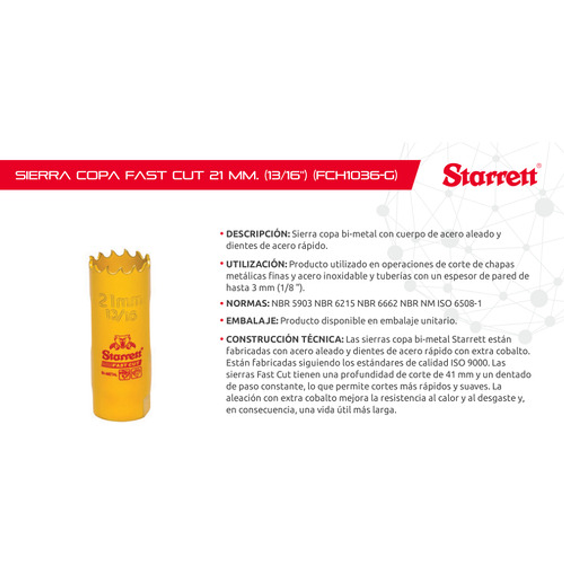 Sierra Copa Bimetálica Starrett 21mm (13/16