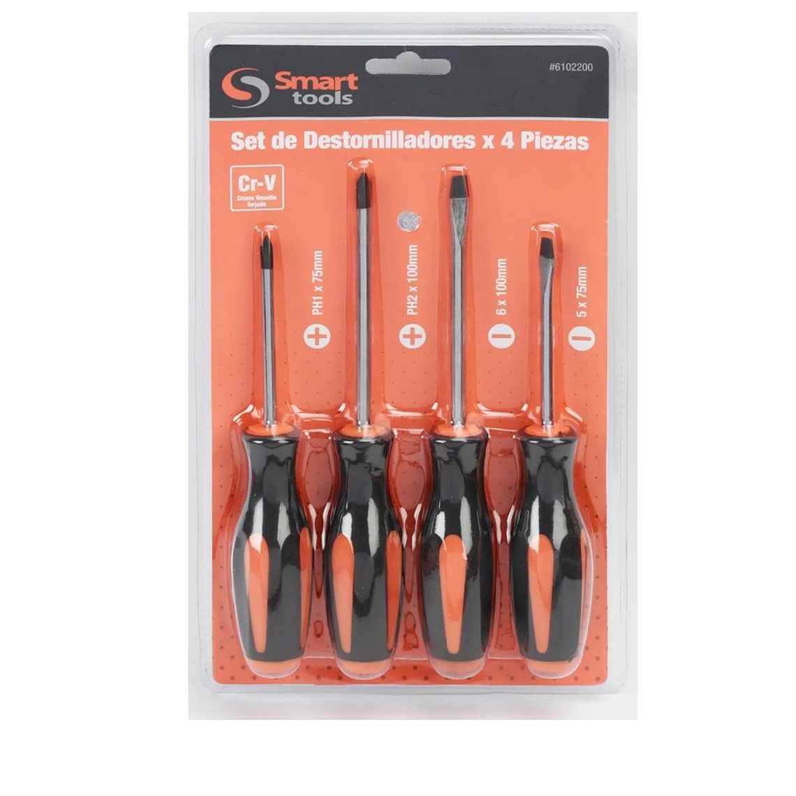 Juego de 4 Destornilladores Smart Tools 6102201 - Acero CR-V Duradero 1