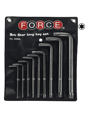 Juego de Llaves Torx Largas Force 9 Piezas T20-T60 Modelo 5099L