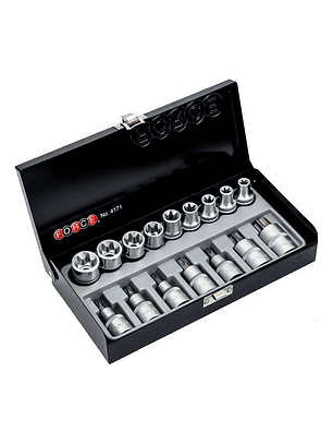 Juego de Dados Torx Macho y Hembra 1/2'' 16 Piezas Force 4171 - Herramienta Profesional