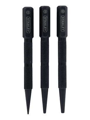 Juego 3 Piezas Punzón, Botador y Centro Punto Stanley 58-230 - Herramientas Precisas para Trabajos en Metal