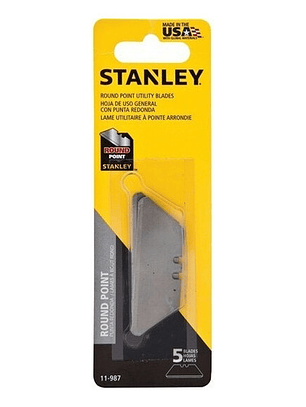 Cuchillas de Punta Redondeada Stanley 11-987 – Paquete 5 Piezas para Cortadores de Precisión