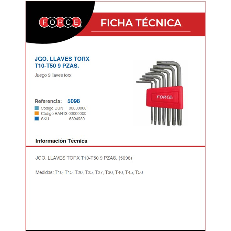 Juego de Llaves Torx Force T10-T50 9 Piezas - Alta Precisión y Durabilidad 3