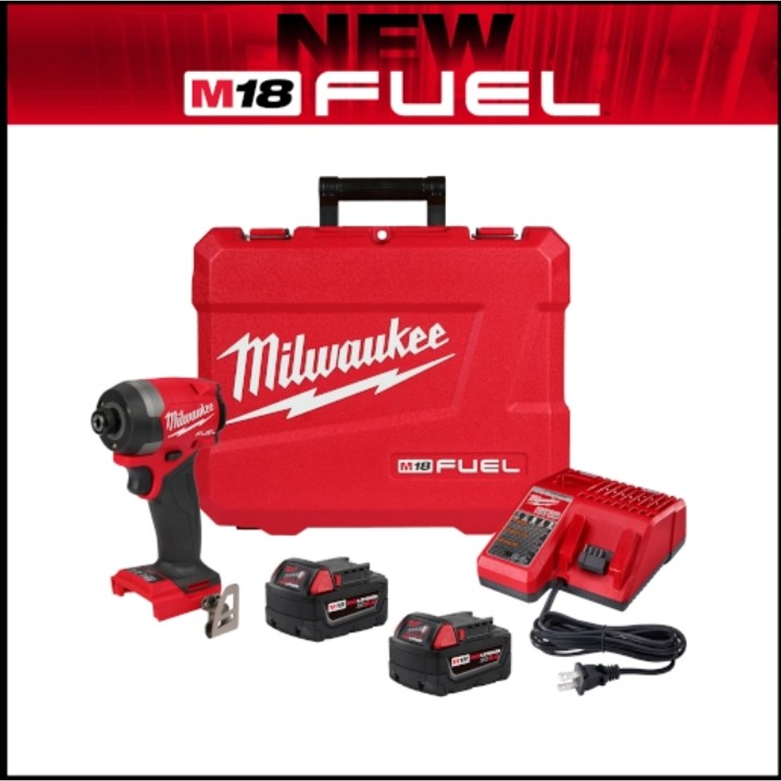 Kit Destornillador de Impacto Milwaukee 2953-22 M18 FUEL 1/4″ con 2 Baterías y Cargador 1