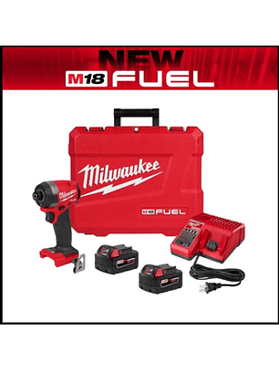 Kit Destornillador de Impacto Milwaukee 2953-22 M18 FUEL 1/4″ con 2 Baterías y Cargador