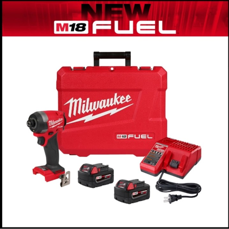 Kit Destornillador de Impacto Milwaukee 2953-22 M18 FUEL 1/4″ con 2 Baterías y Cargador 1