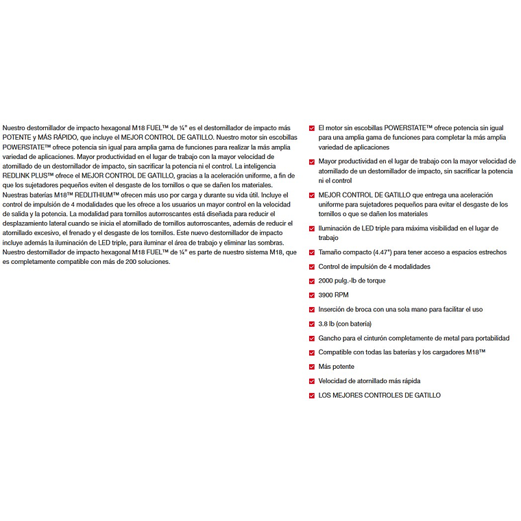 Kit Destornillador de Impacto Milwaukee 2953-22 M18 FUEL 1/4″ con 2 Baterías y Cargador 6