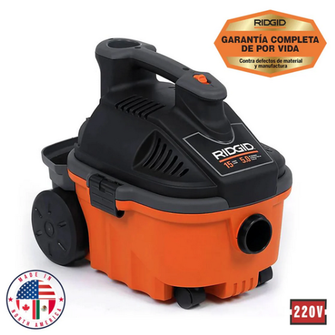 Aspiradora Industrial RIDGID 50883 WD-4075 - 15 Litros - 5 HP - Aspira Polvo, Agua y Sopla 1