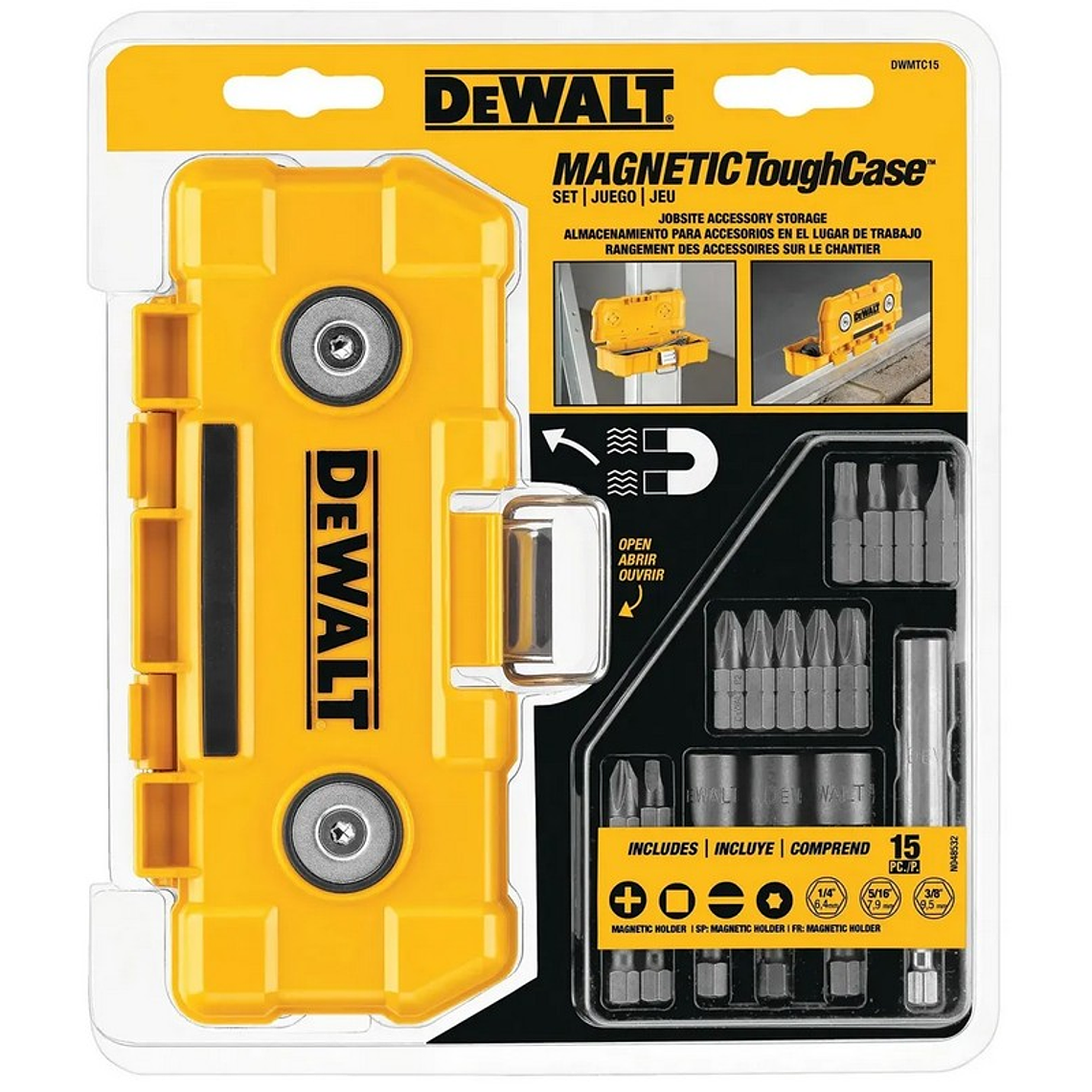 Juego de 15 puntas + caja metálica DEWALT DWMTC15 1