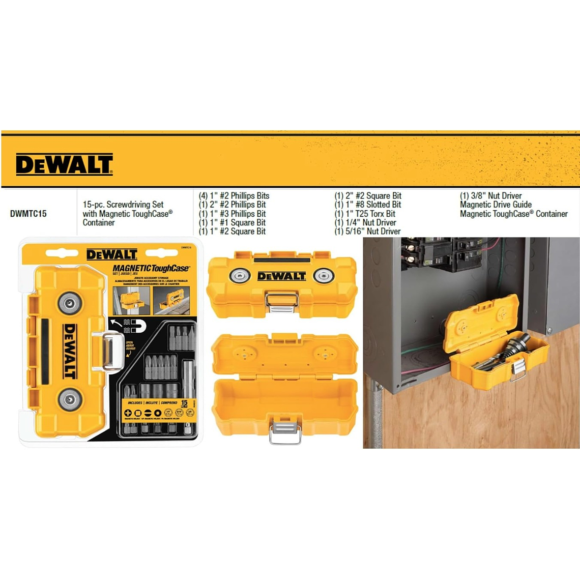 Juego de 15 puntas + caja metálica DEWALT DWMTC15 7