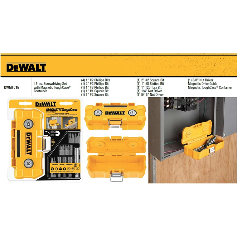 Juego de 15 puntas + caja metálica DEWALT DWMTC15 7