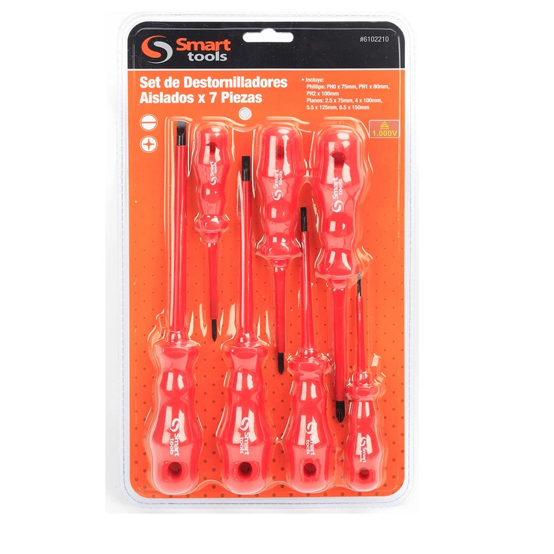 JUEGO DESTORNILLADORES PH/PL AISLADOS 7 PIEZAS SMART TOOLS 1