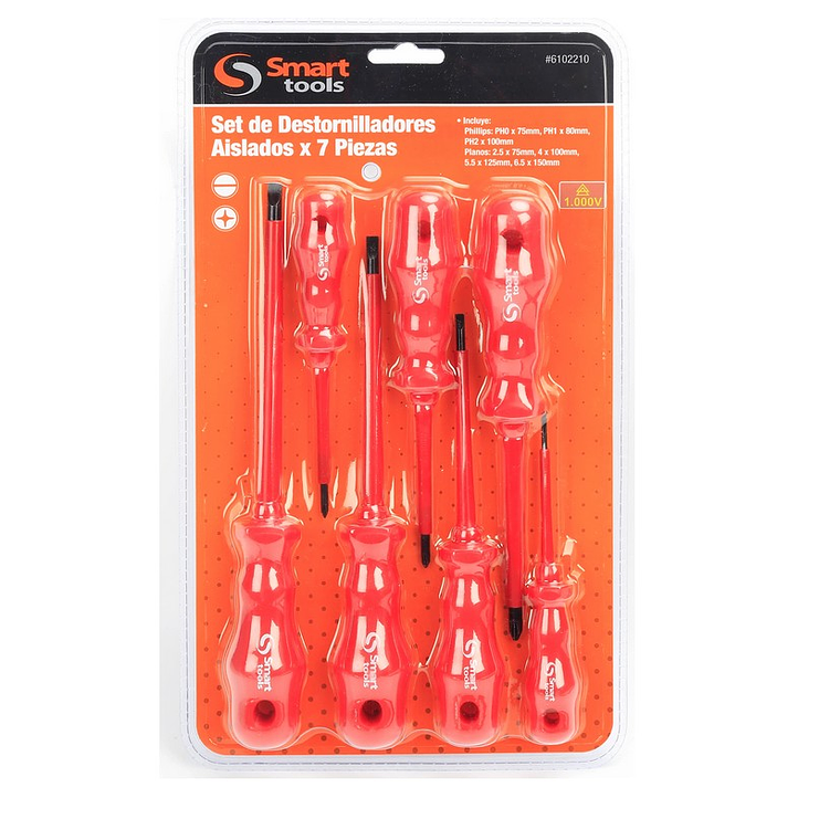 JUEGO DESTORNILLADORES PH/PL AISLADOS 7 PIEZAS SMART TOOLS 1