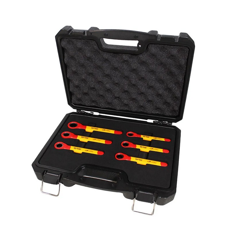 JUEGO DE LLAVES DE CORONA CON CHICHARRA DE 6 PIEZAS DE 10-17MM VDE 1000V 1