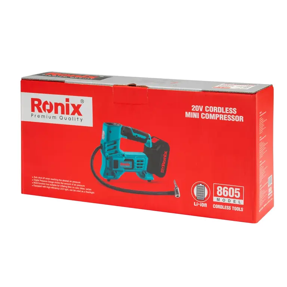 Mini Compresor Inalámbrico Ronix 8605 20V 150 PSI 10