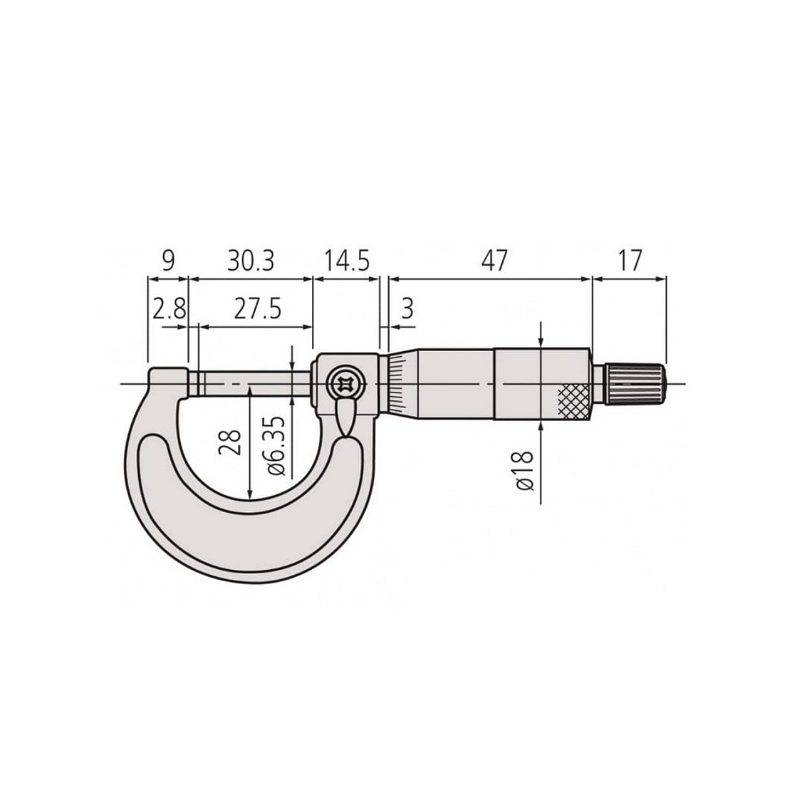 Micrómetro Exterior Mitutoyo 0-1