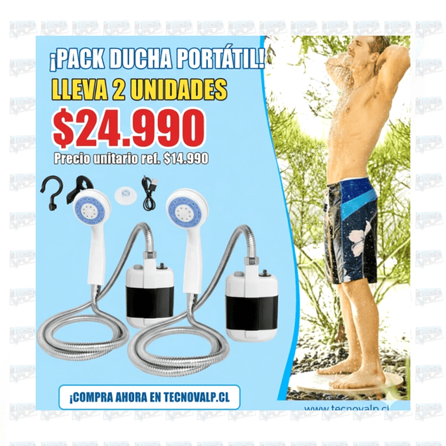 Ducha portátil camping recargable USB