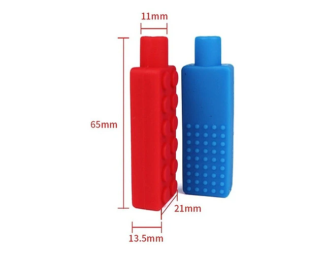 Mordedor Sensorial Lápiz Topper Silicona Set x 5 unidades