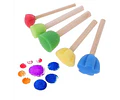 Esponja Circular Flor Mango Madera Juego Pintura Pack 5und.