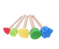 Esponja Circular Flor Mango Madera Juego Pintura Pack 5und.