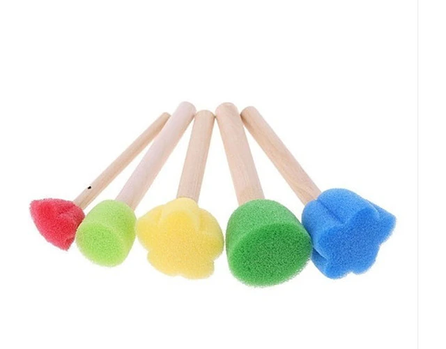 Esponja Circular Flor Mango Madera Juego Pintura Pack 5und.