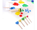 Esponja Circular Flor Mango Madera Juego Pintura Pack 5und.