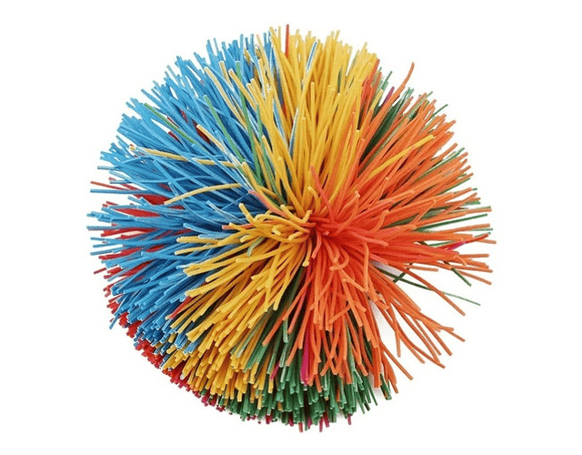 Pelota Peluda Sensorial Hilos Elásticos Arcoiris Llavero