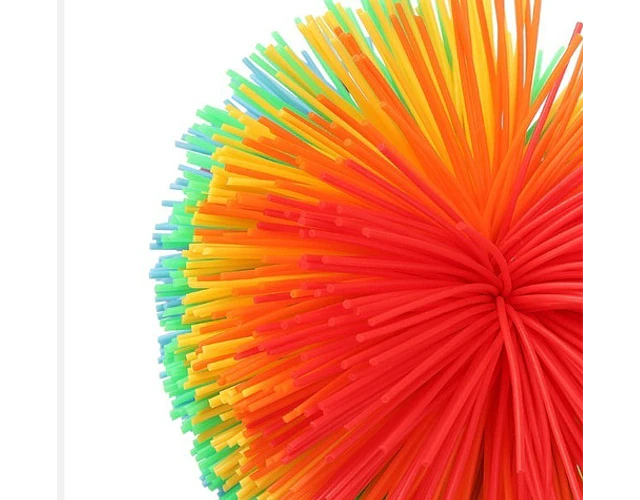 Pelota Peluda Sensorial Hilos Elásticos Arcoiris Llavero