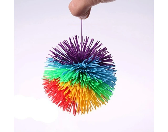 Pelota Peluda Sensorial Hilos Elásticos Arcoiris Llavero