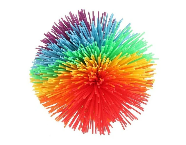 Pelota Peluda Sensorial Hilos Elásticos Arcoiris Llavero