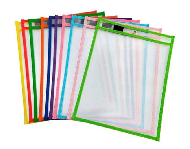  Fundas Reutilizables Escolar Bolsillo De Borrado En Seco