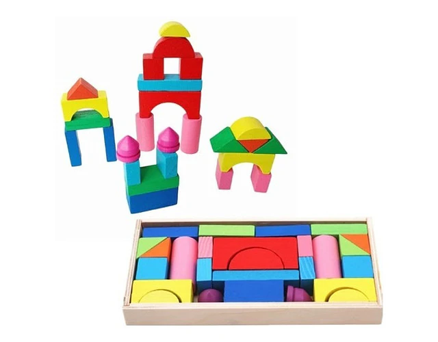 Mini Bloques Construcción Castillo Madera Construcción 26p.
