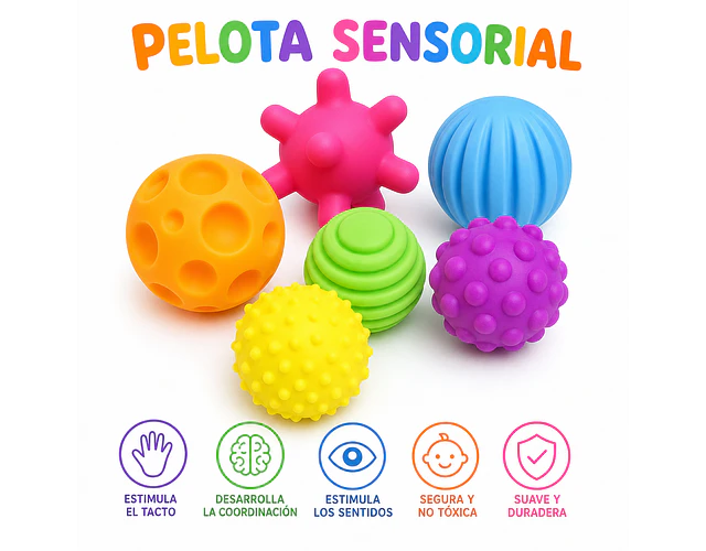 Pelota Sensoriales Texturizada Sonido 6 unidades 
