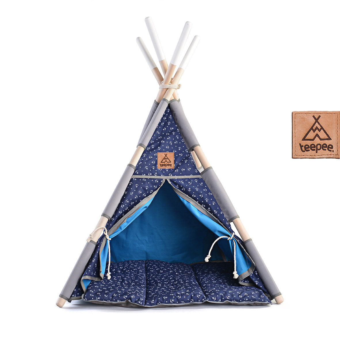 TEEPEE MASCOTAS MODELO ANCLAS + COJÍN ACOLCHADO + BOLSO TRANSPORTE