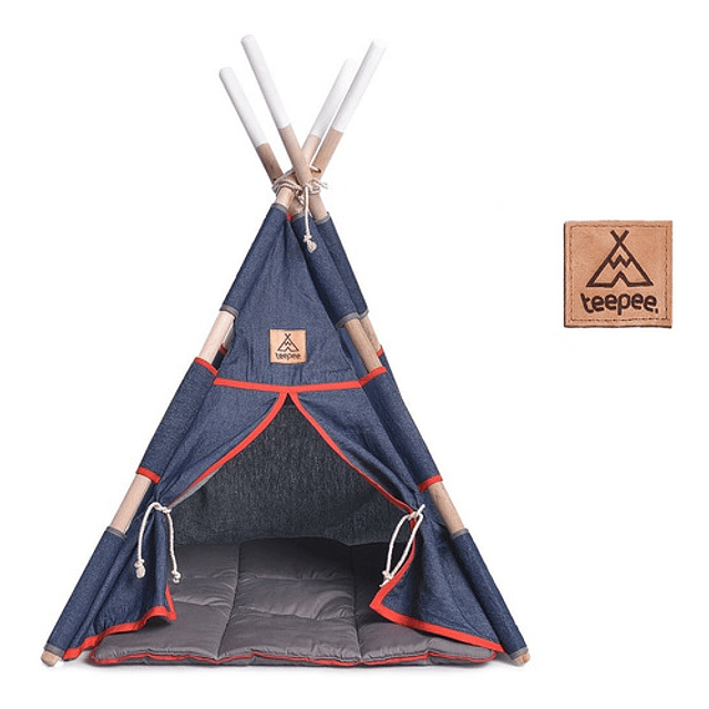 Cama Tipi Teepee Mascotas + Base Acolchada + Bolso