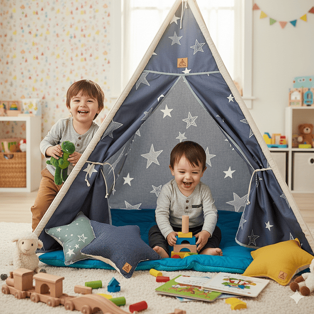 CARPA TIPI (TEEPEE) NIÑOS MODELO AZÚL ESTRELLAS