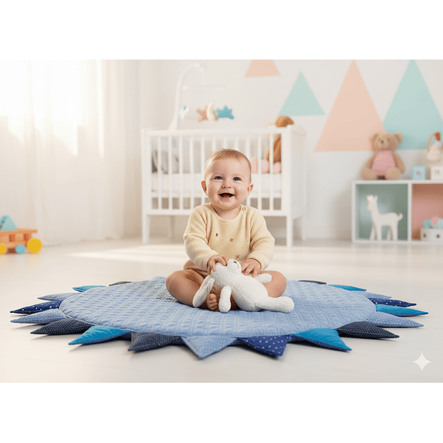 PLAYMAT ACOLCHADO REDONDO, MODELO AZUL