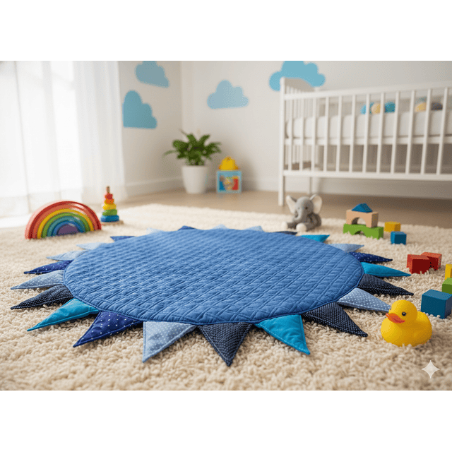 PLAYMAT ACOLCHADO REDONDO, MODELO AZUL