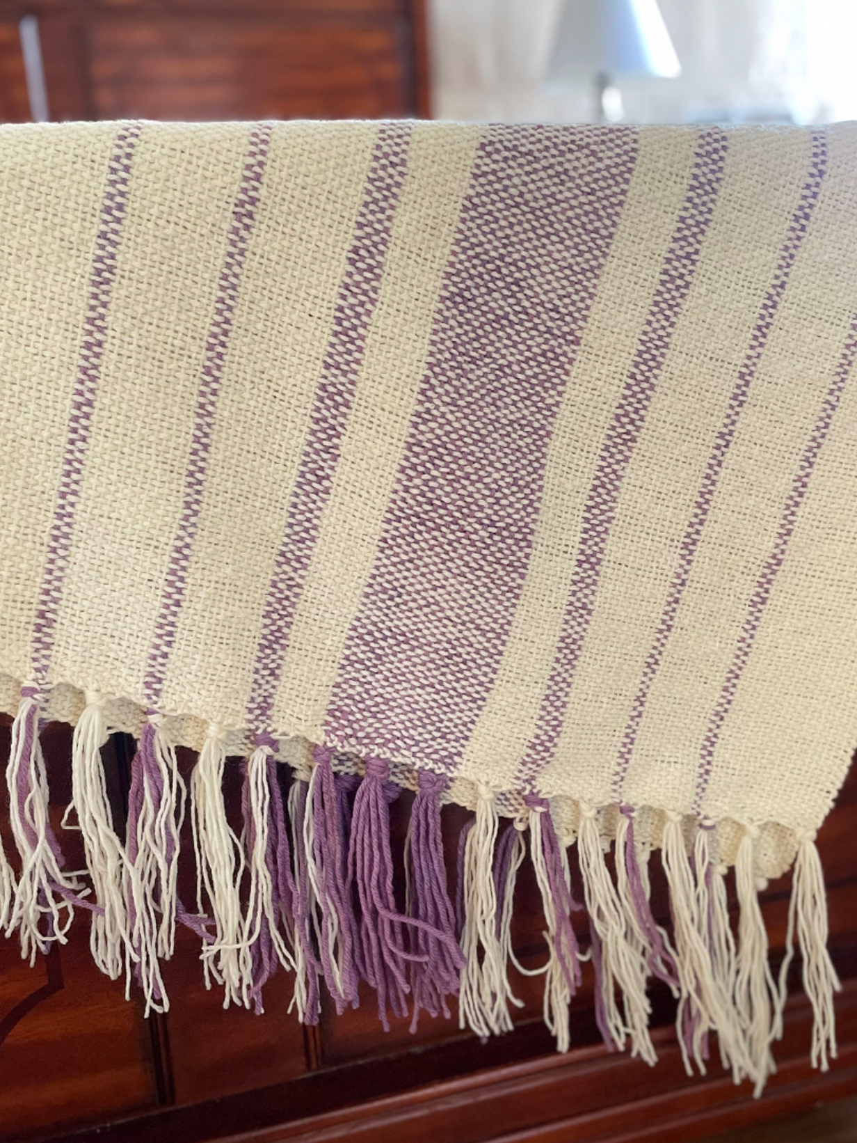 MANTA / ECHARPES FRANJAS MORADO/CRUDO 1