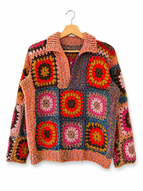 Chaleco Jardín Multicolor Patchwork tejido a mano