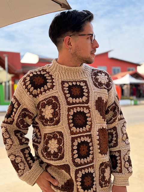 Chaleco Mandala Tierra tejido a mano