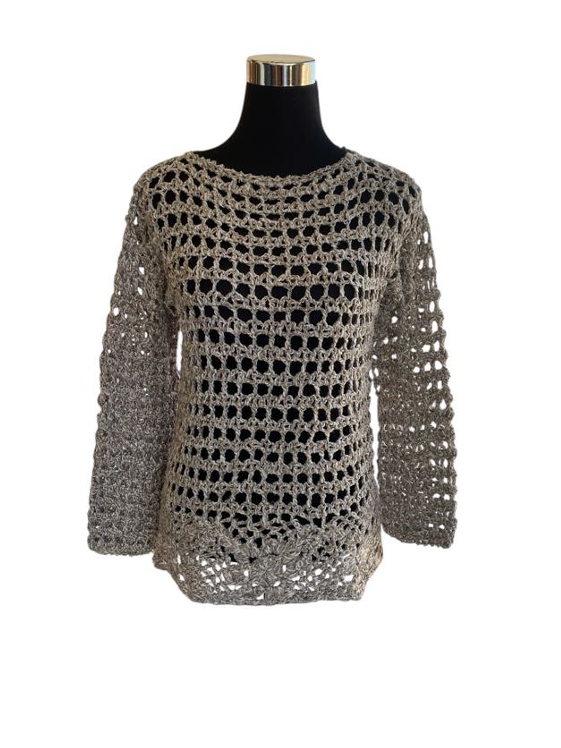 POLERON CALADO HECHO A MANO GRIS 1