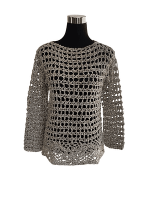 POLERON CALADO HECHO A MANO GRIS