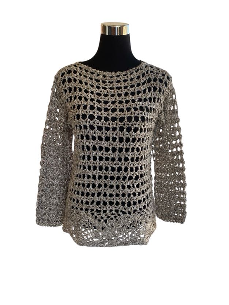 POLERON CALADO HECHO A MANO GRIS 1